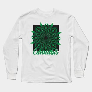 Round Pattern Cannabis Leaf Long Sleeve T-Shirt